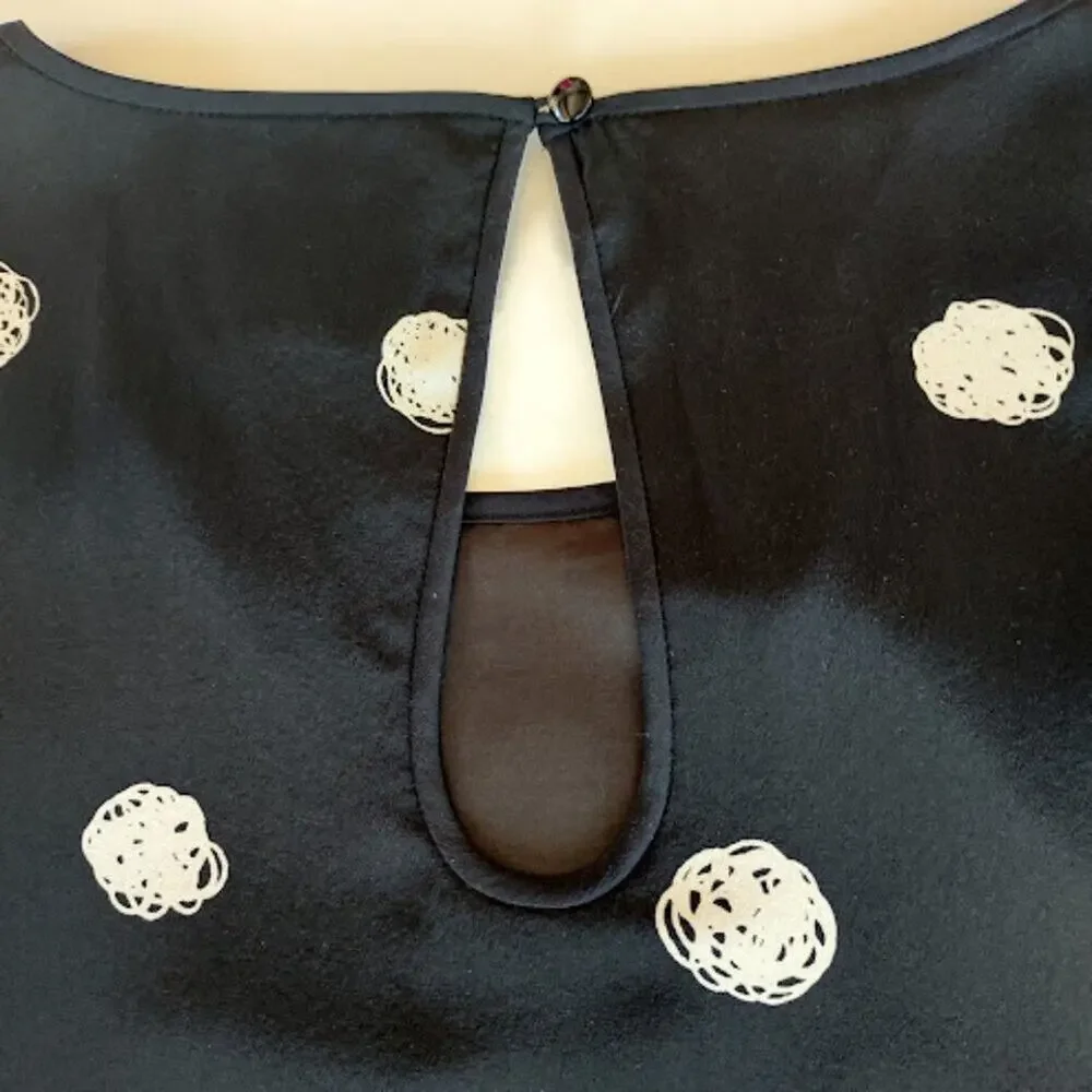 KATE SPADE | Polka Dot Black And Cream Silk Mini Shift Dress Mod Indie Twee 2